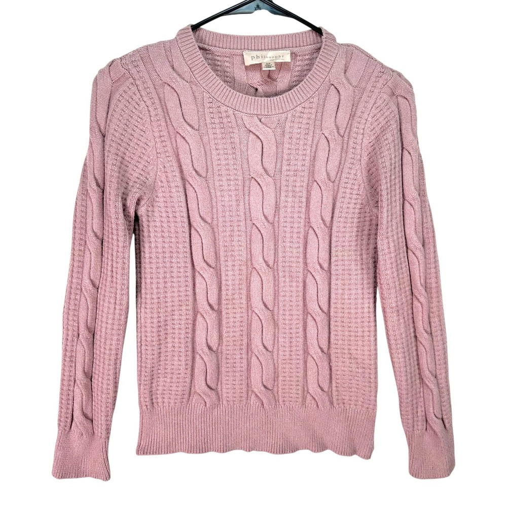 Philosophy Pink Cable Knit Sweater‎ Size Small Cozy Soft Girl Minimalist